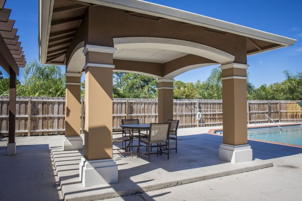 Sanctuary at Winterlakes poolside amenity structure in Port St. Lucie.